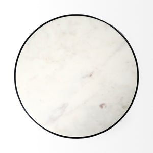 Preston 23"H White Marble Top w/ Matte Black Metal Accent Table