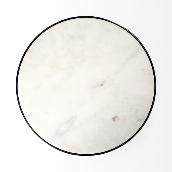 Preston 23"H White Marble Top w/ Matte Black Metal Accent Table
