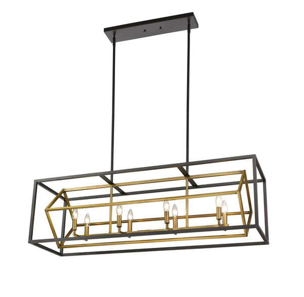 Euclid 8 Light Island/Billiard in Olde Brass + Bronze Finish