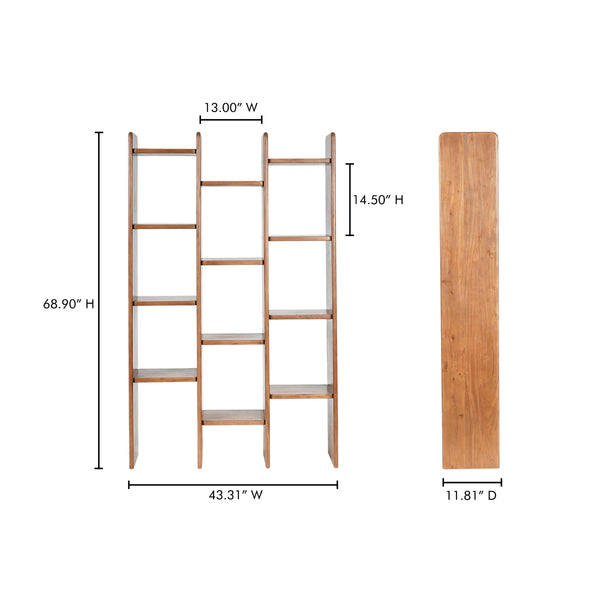 Moe's Orson Bookcase in Brown Acacia Wood
