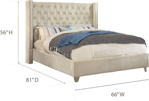 Isabel Full Bed In Cream Velvet