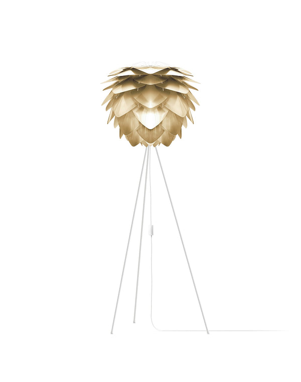 Silvia 60" Tripod Floor Lamp in Brass Foil Finish and White Base