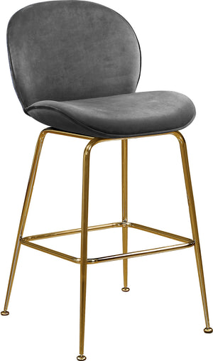 Luke Stool In Grey Velvet and Gold
