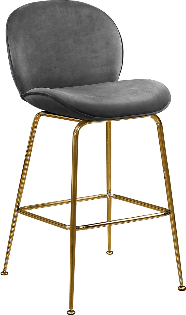 Luke Stool In Grey Velvet and Gold