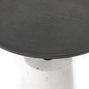 Cronos End Table In Polished White Marble