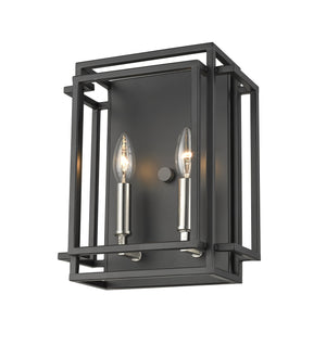 Titania 2 Light Wall Sconce in Black + Brushed Nickel Finish