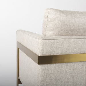 Rupert Cream Poly-Linen Seat w/ Gold Stainless Steel Frame Accent Chair