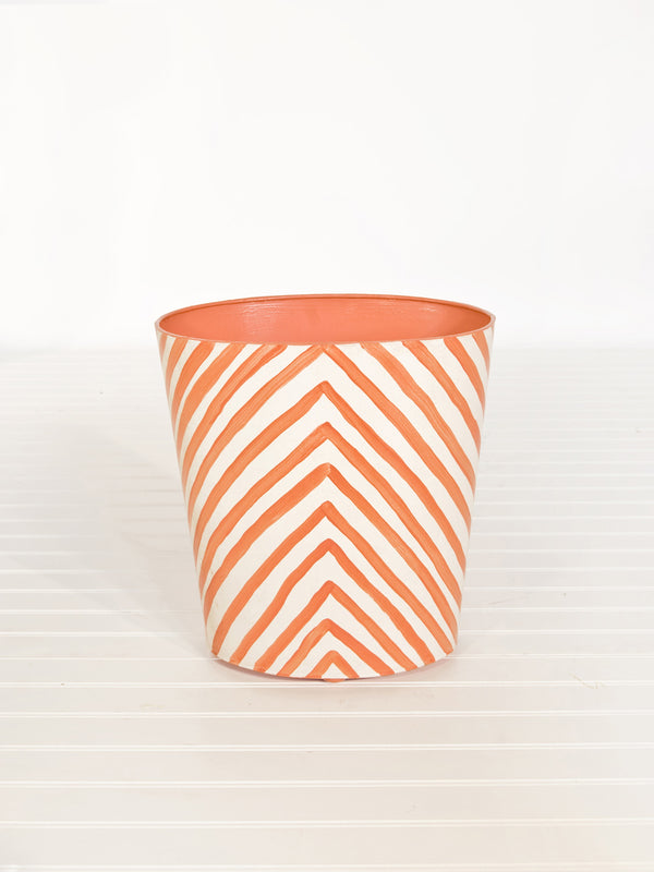 OVAL WASTEBASKET ZEBRA ORANGE/CREAM