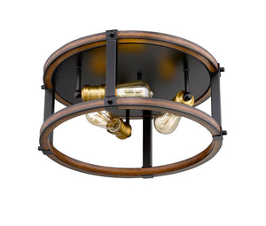 Kirkland 3 Light Flush Mount in Rustic Mahogany Finish