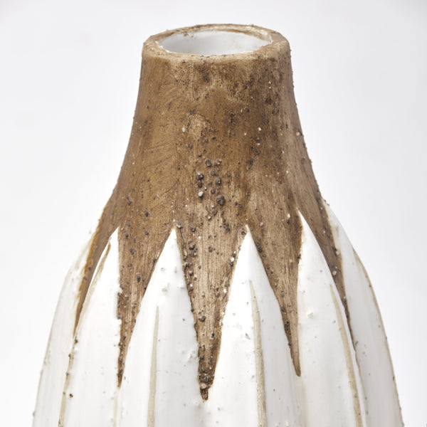 Sisko II Tall Rustic Brown White Ceramic Vase
