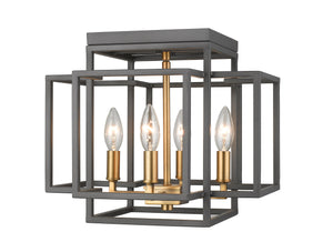 Titania 4 Light Flush Mount in Bronze + Olde Brass Finish
