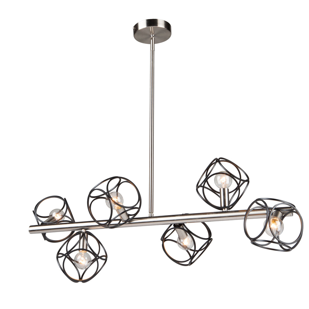 Sorrento 6 Light Island Light  in Matte Black & Satin Nickel
