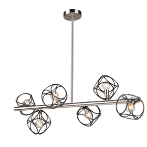 Sorrento 6 Light Island Light  in Matte Black & Satin Nickel