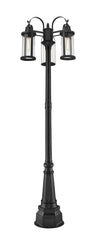Roundhouse 3 Light Outdoor Post Mounted Fixture in Black Finish