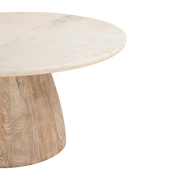 Palm Springs 36" Round Coffee White Marble, Mod Base