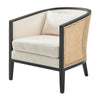 Tillman Fabric Accent Arm Chair w/ Rattan Black Frame, Shortbread/Natural