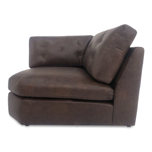 Moe's Thurlow Espresso Brown Leather Corner Chair