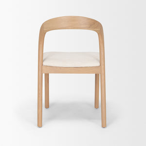 Nobu Oak Wood w/ Cream Fabric Open Back Dining Chair