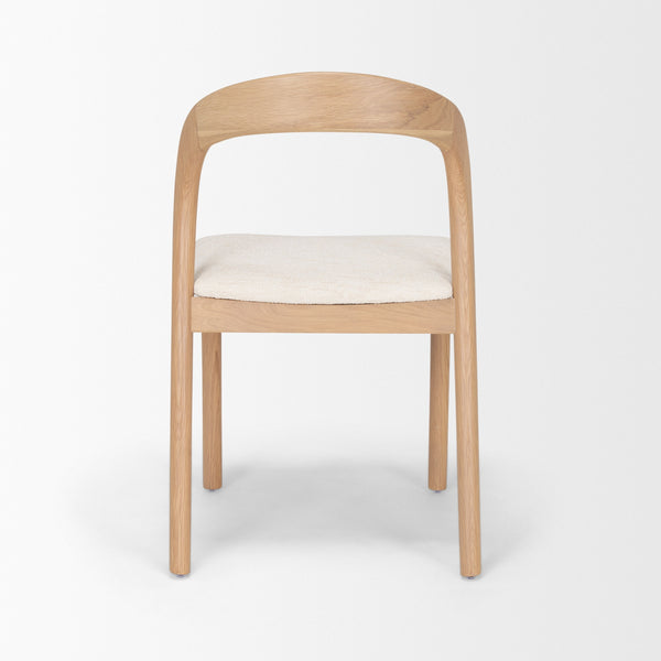 Nobu Oak Wood w/ Cream Fabric Open Back Dining Chair