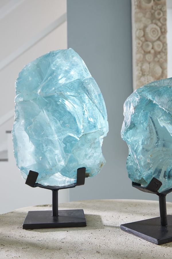 Refractory Glass Sculpture, Blue, On Base