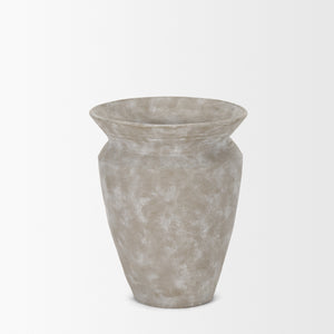 Utari Short Gray Brown w/ White Detailing Ceramic Floor Vase