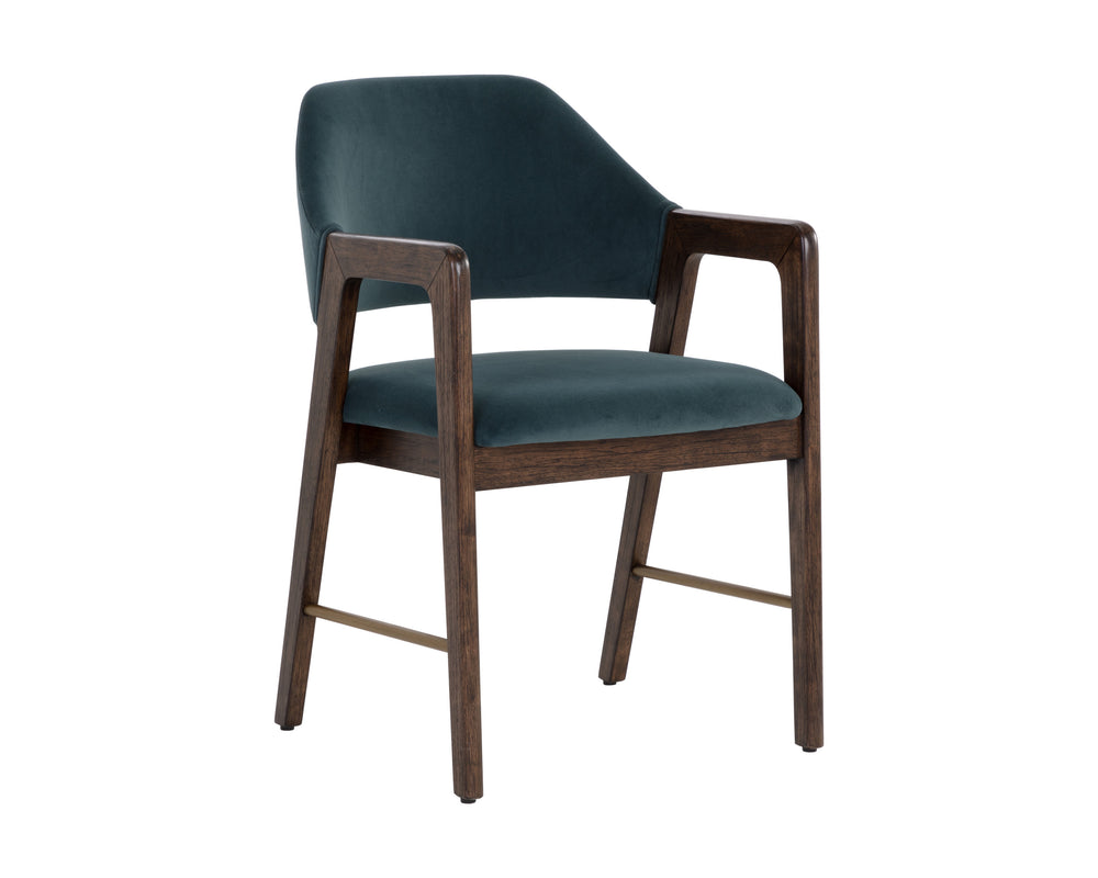 MILTON DINING ARMCHAIR - SMOKE ACACIA - MEG DUSTY TEAL