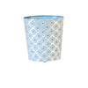 OVAL WASTEBASKET SLVR LF/BLUE PTRN