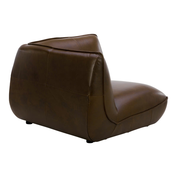 Moe's Zeppelin Leather Corner Chair in Toasted Hickory