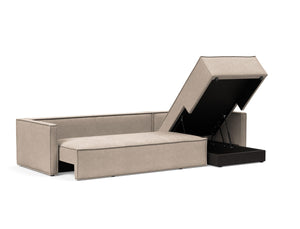 NEWILLA SOFA BED W/LOUNGER 57"X118", W/SLIM ARM RESTS