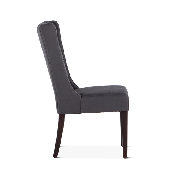 Lara Dark Gray Linen Dining Chair with Dark Walnut Legs