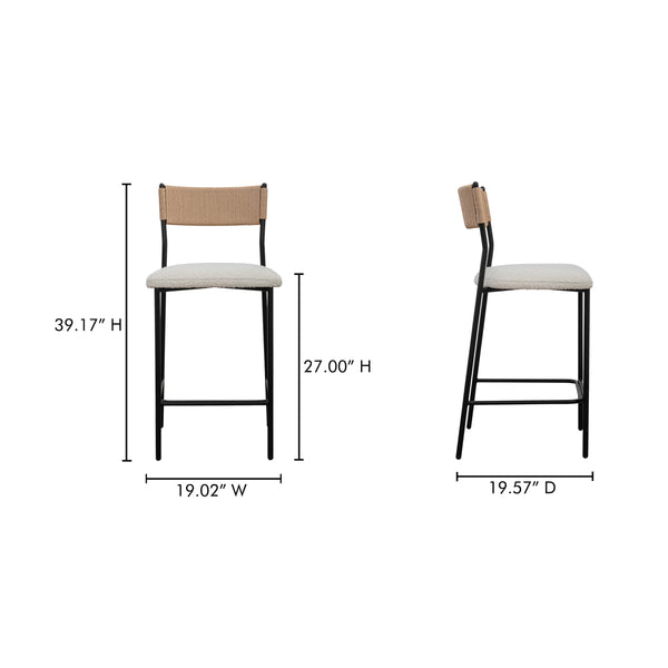 Foley Counter Stool in White Bouclé