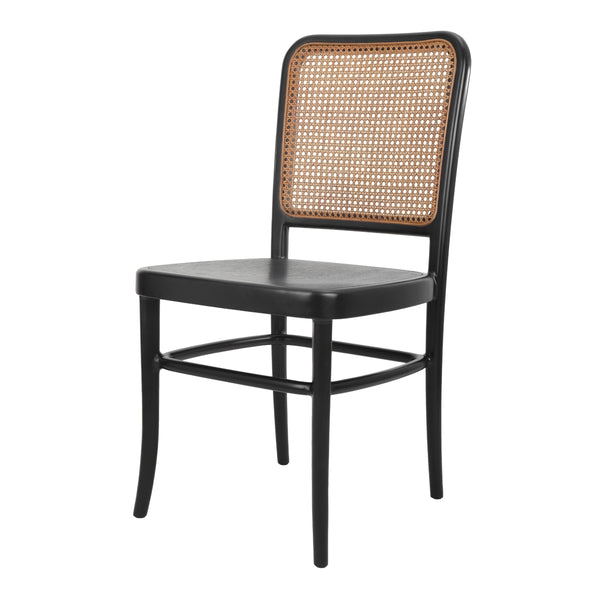 Sonora Rattan Dining Side Chair Wood Seat, Black/Natural