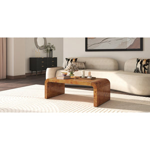 Adriel Burl Wood Coffee Table, Golden Brown Burl