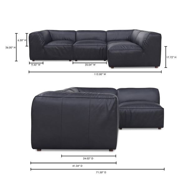 Form Signature Modular Sectional in Vantage Black Leather