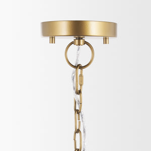 Sanne Antiqued Gold Metal w/ Silver Foil Wide Pendant Light