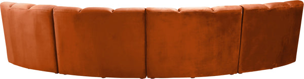 Lynda 4pc. Modular Sectional In Cognac Velvet