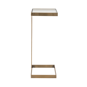 GLASS TOP SQUARE CIGAR TABLE IN ANTIQUE BRASS