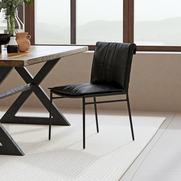 Mayer Leather Dining Chairs Set of 2 with Iron Legs