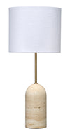 Holt Travertine Table Lamp with Linen Shade