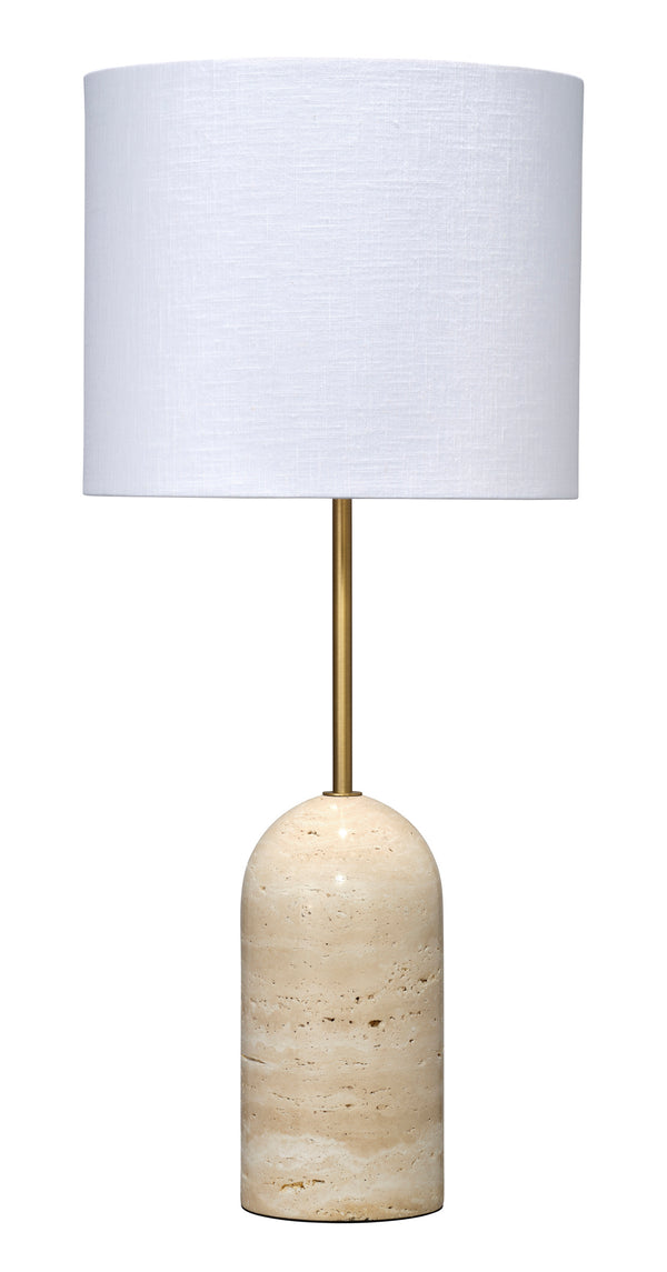 Holt Travertine Table Lamp with Linen Shade