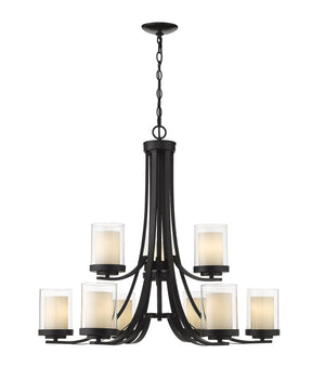Willow 9 Light Chandelier in Matte Black Finish