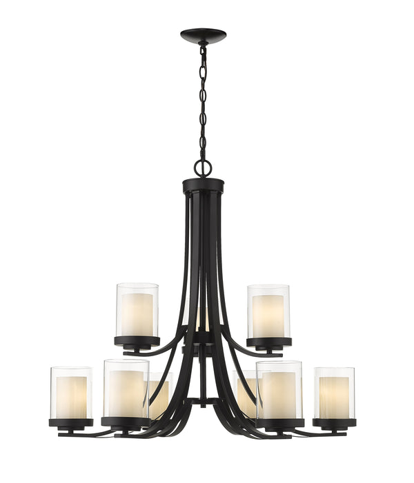 Willow 9 Light Chandelier in Matte Black Finish