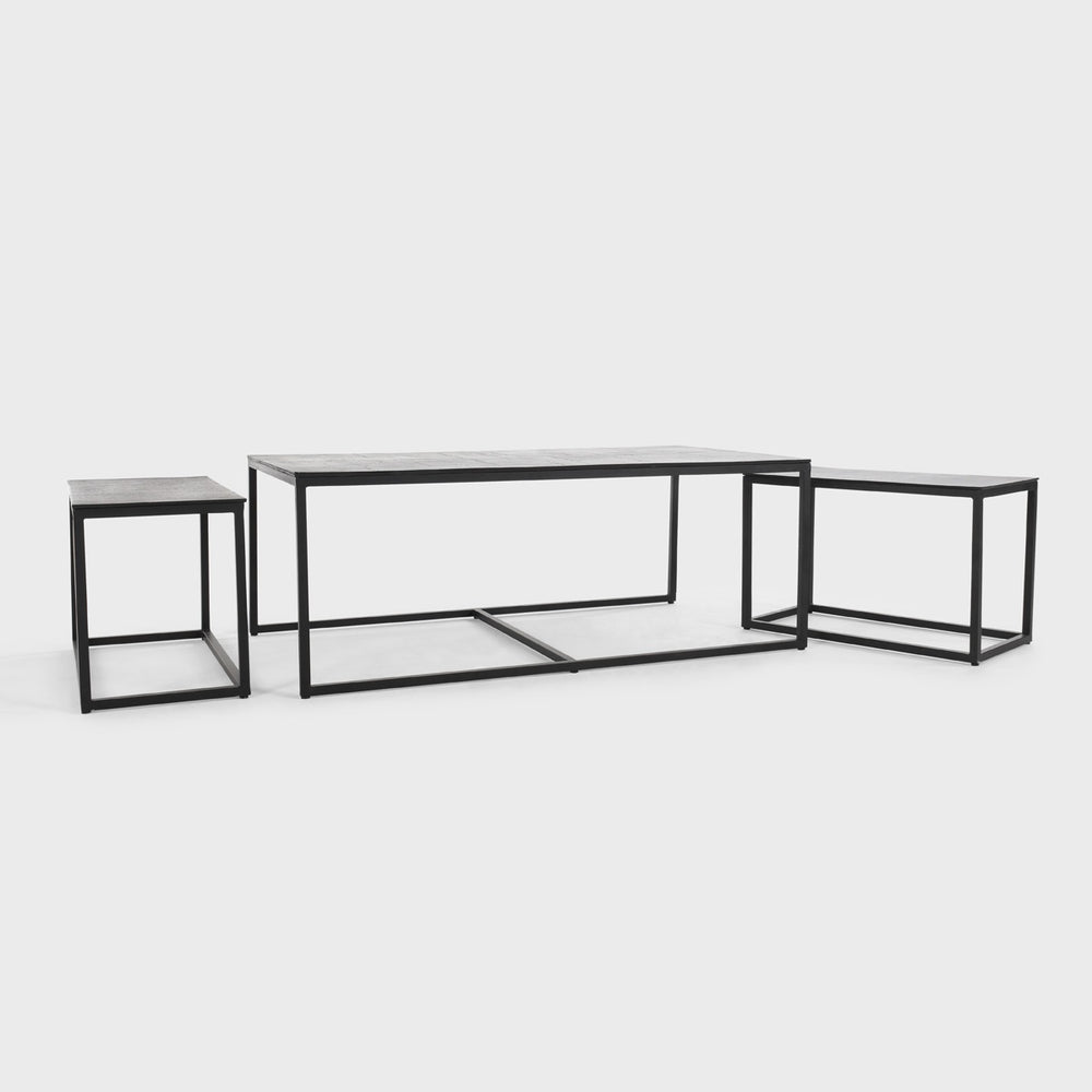 Buckley Cast Aluminum Rectangle Coffee Table Set