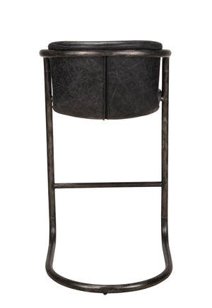 Moe's Freeman Barstool Set of 2 Onyx Black Leather