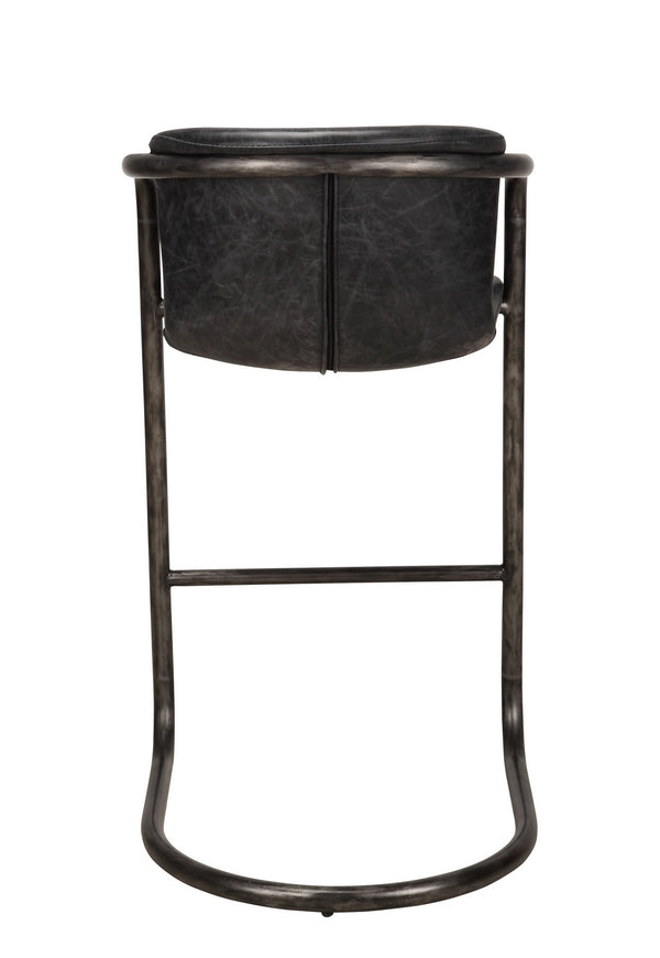 Moe's Freeman Barstool Set of 2 Onyx Black Leather