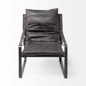 Hornet II Black Leather Body Metal Frame Accent Chair