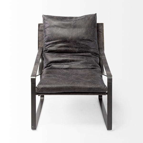 Hornet II Black Leather Body Metal Frame Accent Chair