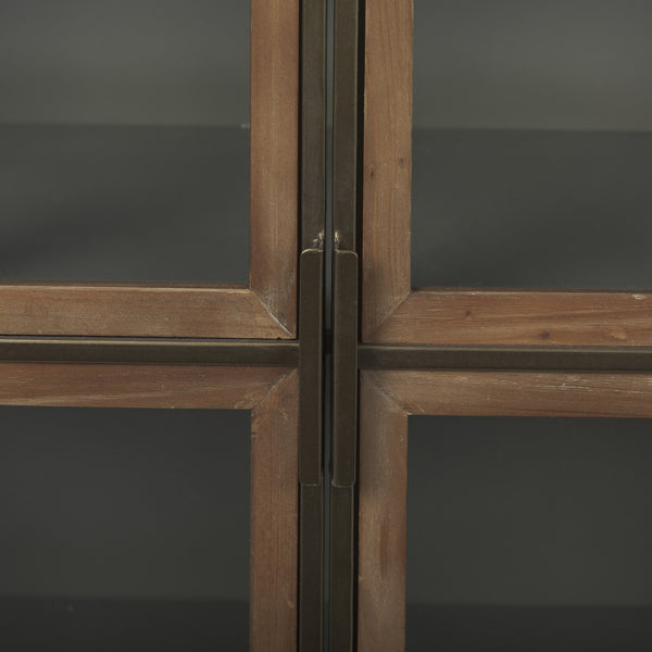 Pandora Dark Brass Metal W/Red Wood 2 Door Accent Cabinet