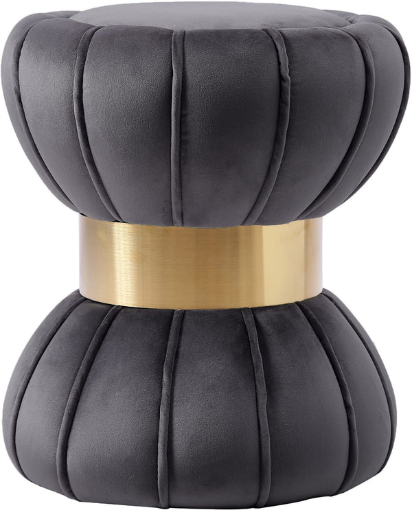 Roberta Ottoman/Stool In Grey Velvet