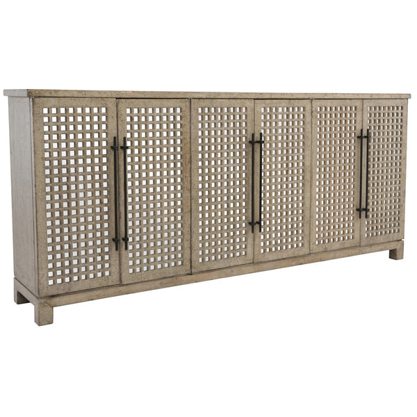 Landon Solid Wood 6Dr Cabinet with Mirror Accents - Cream